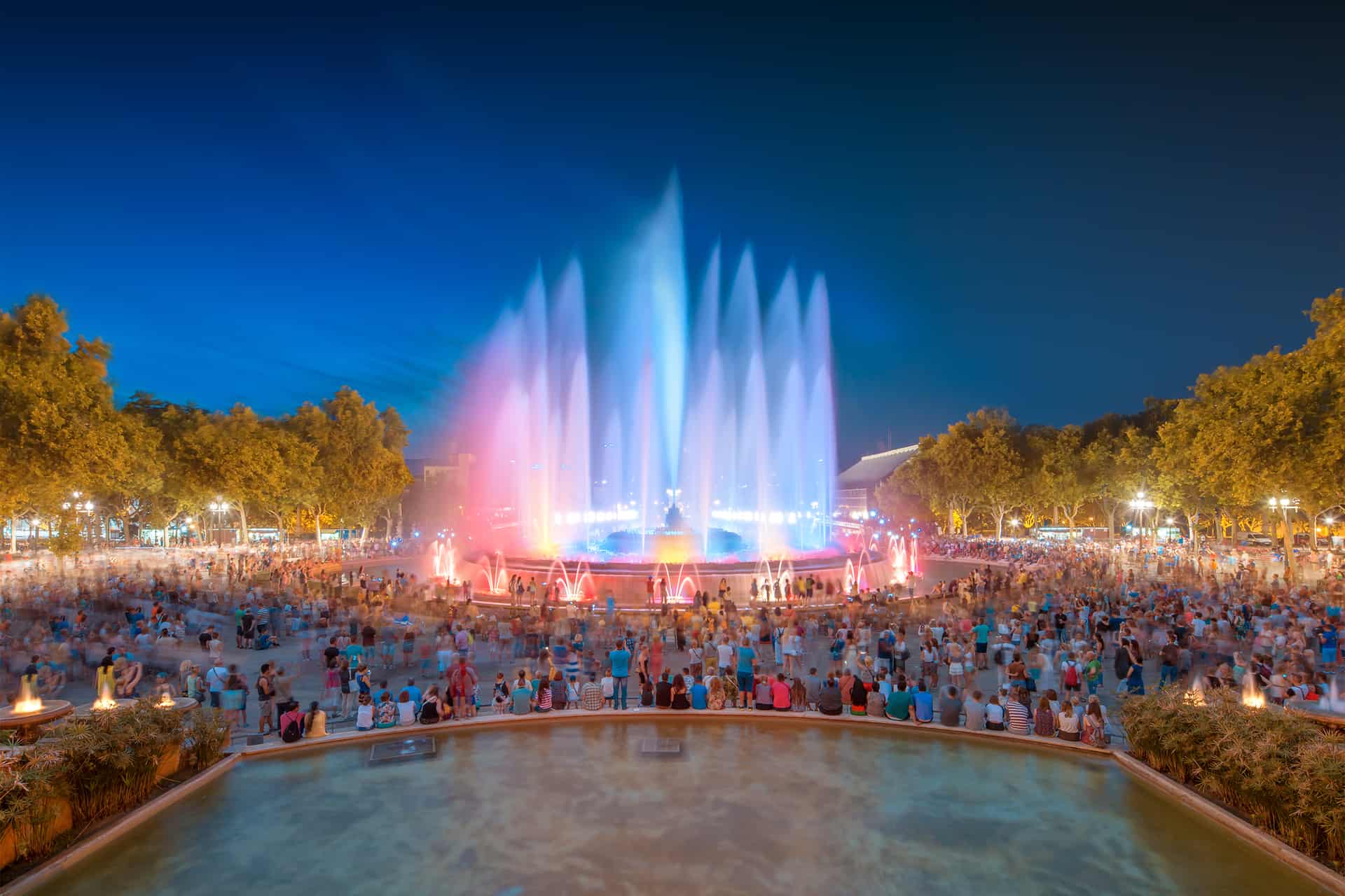 Night View Of Magic Fountain In Barcelona